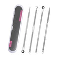 Wholesale 4-in-1 Stainless Steel Acne Blackhead Remover Roller Tool Kit Lyophilized Powder 4pcs Needles Case Waterproof Portable