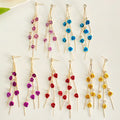 New Rose Flower Earrings French Light Luxury Long Rhinestone Tassel Flower Earrings