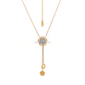 Women's 18K Gold Plated Stainless Steel Watch Chain Geometric Pattern Gemstone Zirconia Shell Flower Necklace for Parties Gifts