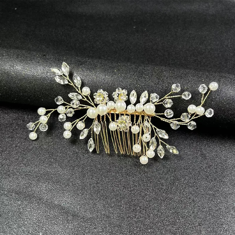 Pearl White Crystal Party Girl Hair Accessories Bridal Tiara for Women