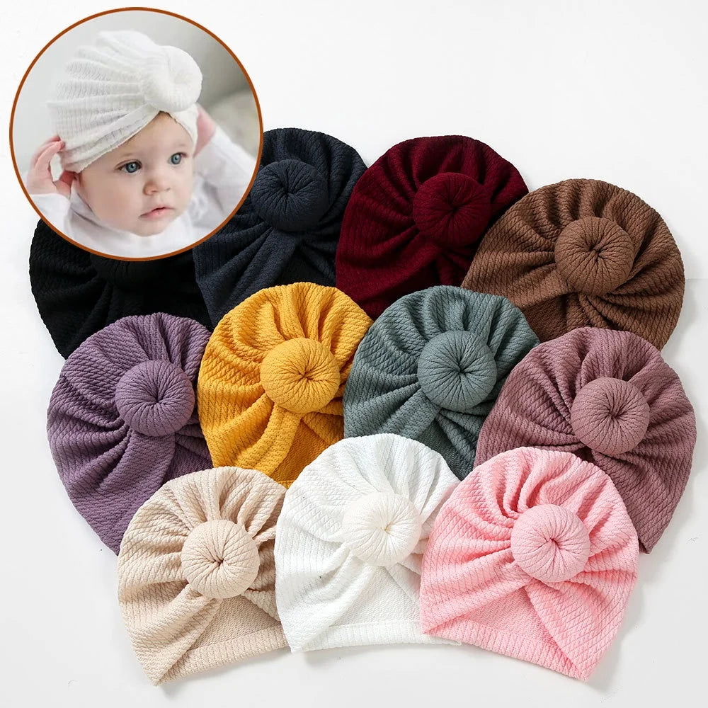 Infant Newborn Toddler Unisex Cotton Cartoon Headband Bonnet Turban Hats for Beach Travel Daily Use All Seasons