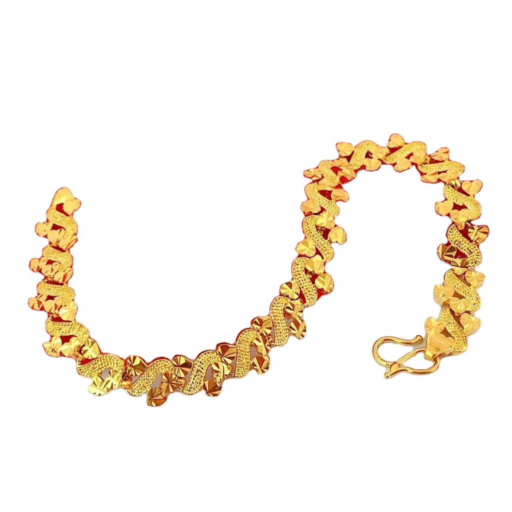 Dubai Jewelry Source Source  Gold Plated Peach Heart S-Shaped Exquisite Bracelet Fair  Korean Fashion Women's Bracelet