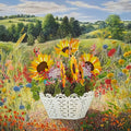 Aiyda Lovely 3D Valentine Sunflower Flower Basket Digital Impression Pop Card 3D Paper Flowers Bouquet Greeting Cards for Mom
