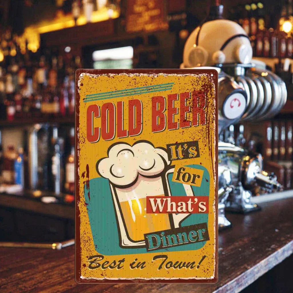 Rustic Vintage Beer Tin Signs - Classic Retro Metal Poster for Man Cave Bar Pub Club Wall Decor