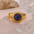 Mothers Day Gift Gemstone Dome Ring Water Proof Jewellery Pvd Gold Plated Stainless Steel Natural Stone Ring