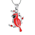 Stainless Steel Children's Bird Urn Pendant Cremation Keepsake Memory Necklace Red Crystal Silver Plated Trendy Jewelry
