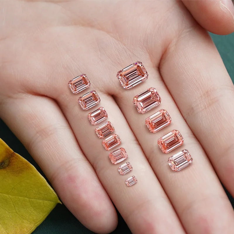 Starsgem Lab Created Fancy Vivid Pink Emerald Cut Loose Red pink Lab Grown Diamond