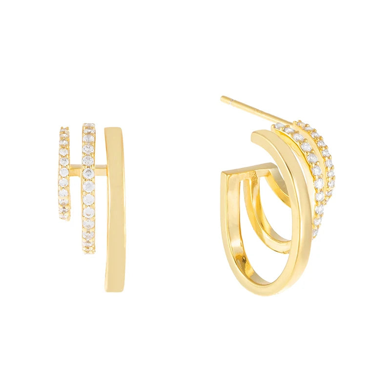 Gemenl 2022 Latest Design Multi Band Gold Plated Hoop Statement Women Bolo 925 Silver Earrings