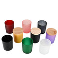 Luxury DIY Empty Matte Black Glass Candle Holder Frosted Glass Aromatherapy Candles Jar Cups with Wooden Bamboo Metal Lids