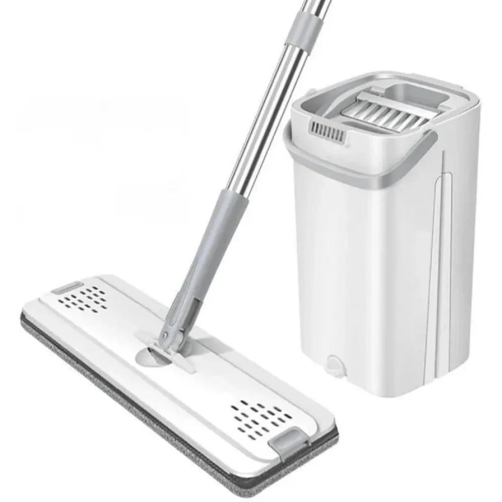 DOOSO Rotary Mop Head and Retractable Handle Hands-Free Floor Mop Cleaning Tool Flat Mop Bucket