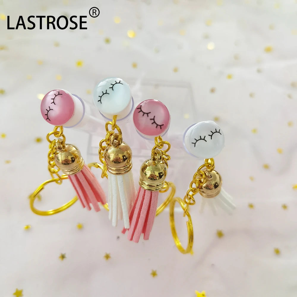 Private Label Mini Eye Lash Eyelash Spoolies Cleaning Brush in Tube Keyring Mascara Eyelash Extension Brush Keychain