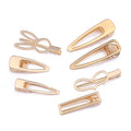100pcs 18 Styles Heart Crown Rabbit Metal Alligator Hair Clip Gold Barrettes Duckbill Hairpin for Girls DIY Headwear Crafts