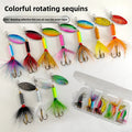Colorful Composite Metal Bait Imitation Live Bait Set with Feather Hook Rotating Sequin for River Lake Stream Fishing
