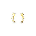 Minimalist Jewelry 925 Sterling Silver a Row of Pentagram Star Zircon Gold Plated Stud Earrings for Women