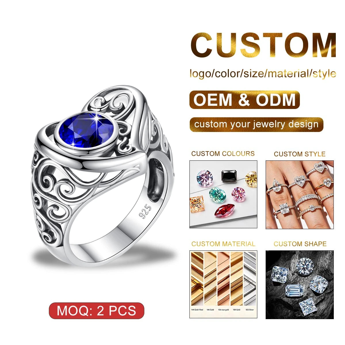 Bohemian Filigree Silver 925 Rings Women Agate Gemstone Antique Plant Pattern Ring Jewelry Custom Wholesale