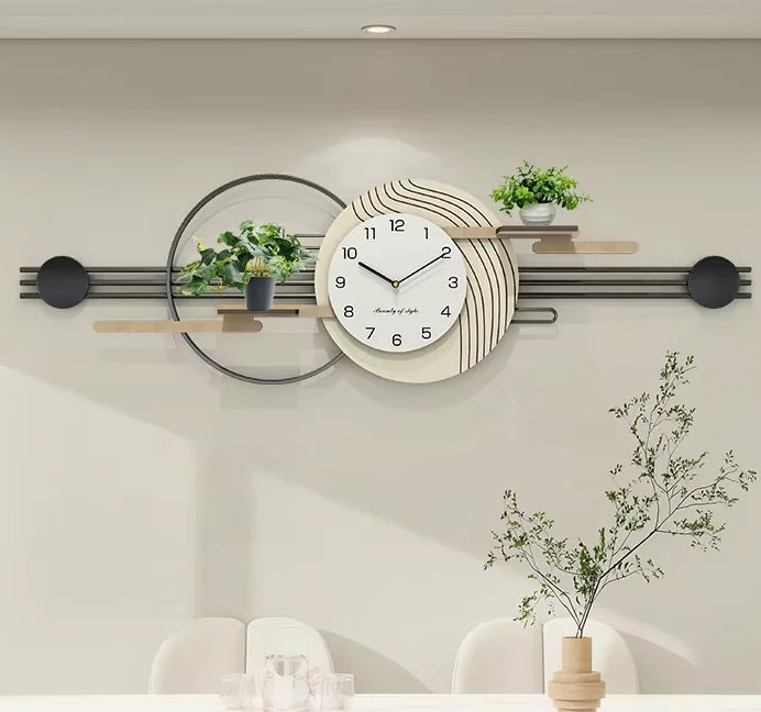 Creative Single Face Iron Wall Art Clock Big Silent with Traditional Design Abstract Needle Display for Luxury Home Decor Shelf