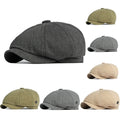 Black British Retro Octagonal French Designer  Men Cashmere Custom Embroidery Newsboy Beret Hat for Men