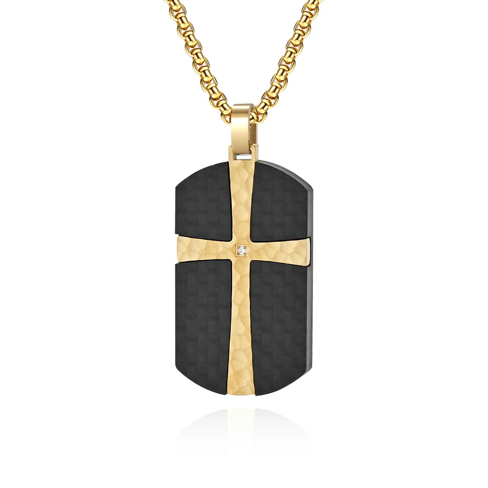 Alin Wholesale Simple Design Cross Pendant Brushed IPG Surface Setting CZ Stainless Steel 361l Necklaces Fine Jewelry for Men