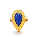 Fashion Jewelry Rings Women Accessories 18K Gold Plated Titanium Stainless Steel Chunky Blue Zircon Rings