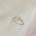 Elegant Cute Fashion Pure 925 Sterling Silver Zircon Crystal Tulip Flower Index Finger Rings for Women Girls Jewelry