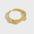 Simple Design 18K Gold Plated S925 Sterling Silver Irregular Texture Open Adjustable Ring for Women