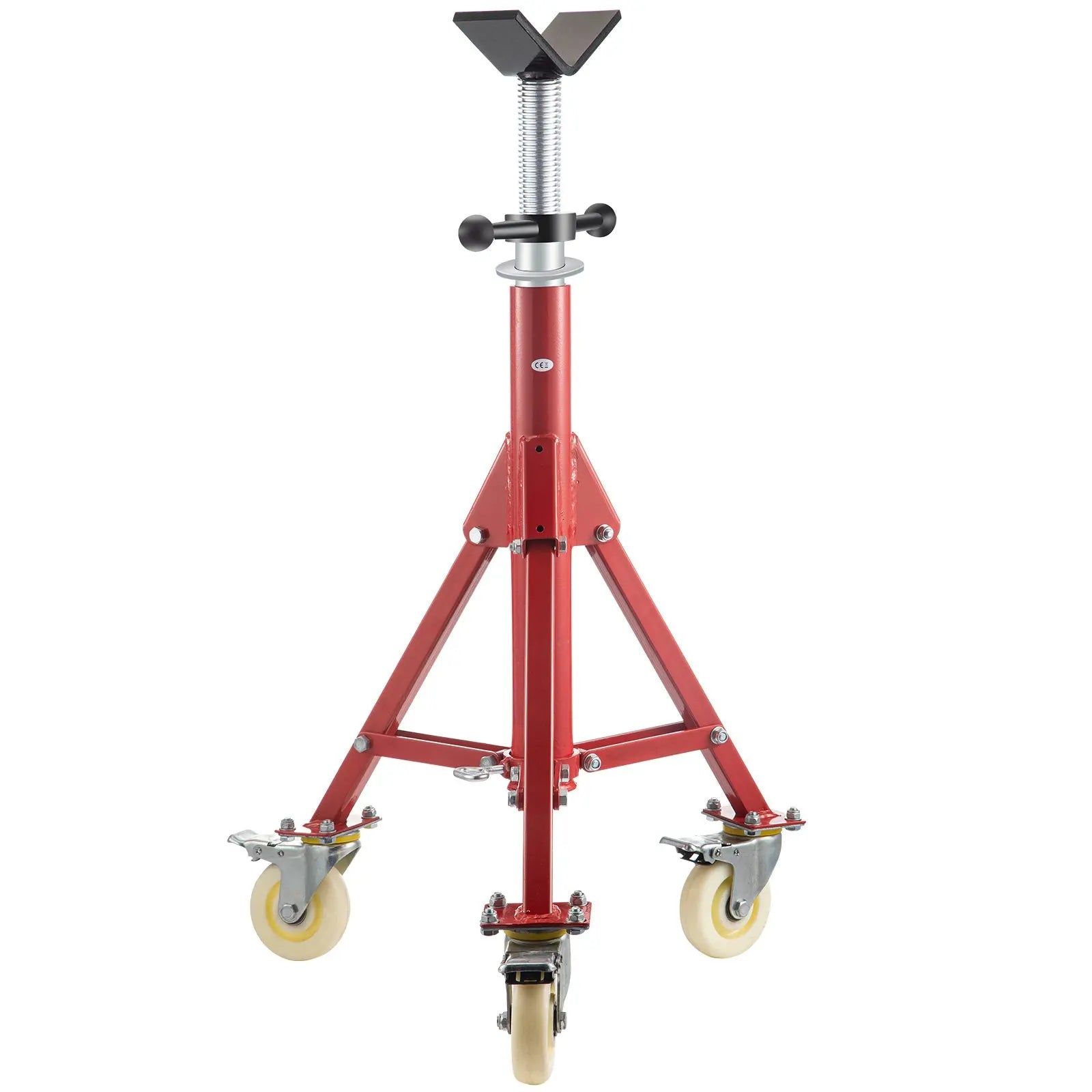 Movable V-Head Tube Holding Stand Pipe Jack Stands Pipe Stand Support with Casters and Adjustable Height 28''-52''