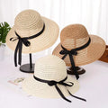Panama Fashion Summer Beach Female Bowknot Flat Brim Straw Hats