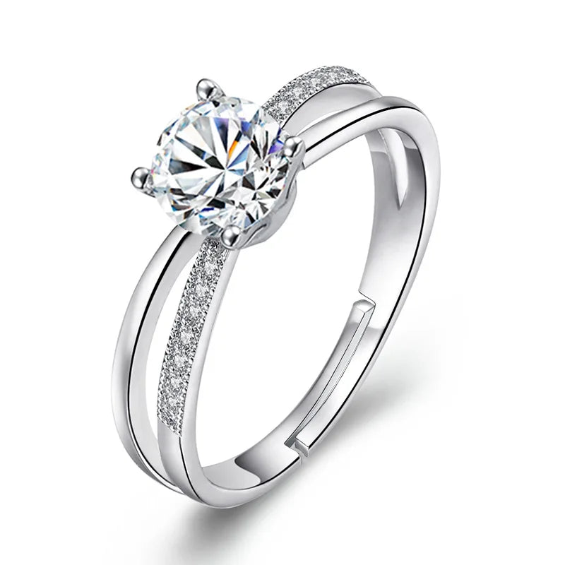 G2081 Wholesale Fashion Jewelry Open Adjustable Rings Women Cross Zircon Wedding Ring for Girls