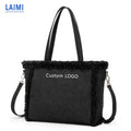 Wholesale Custom logo Winter Bag 2025 Handbags Women Tote Bag Leather Ladies Hand Bags with Plush