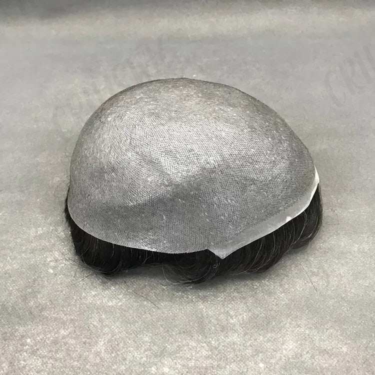 Invisible PU Poly Base 0.02mm Super Thin Skin V Loop Lace Closure Toupee Gray Human Indian Hair Pieces for Men
