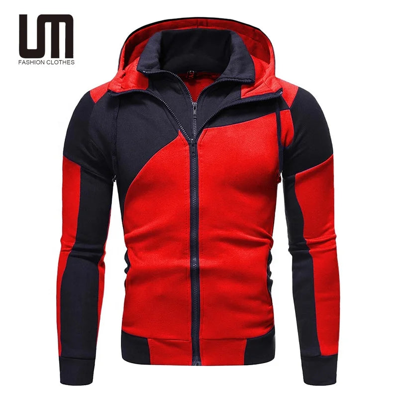 Liu Ming Custom Wholesale 2025 Autumn Streetwear Sport Casual Double Zipper Style Hoodie Pocket Slim Fit Sweatshirt for Men