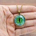 Korean Fashion Cat Eyes Vintage Necklace Cabochon Blue Eye Gold Plated Necklace Pendant for Women