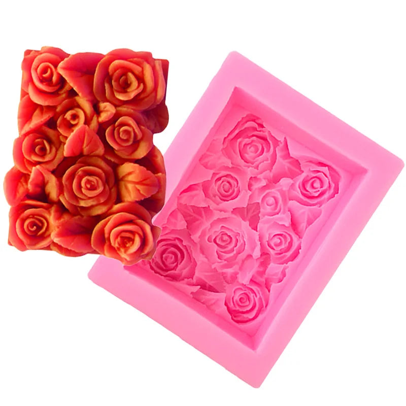HY Silicone Rose Soap Bar Mold Handmade Flower Lotion Bar Candle Making