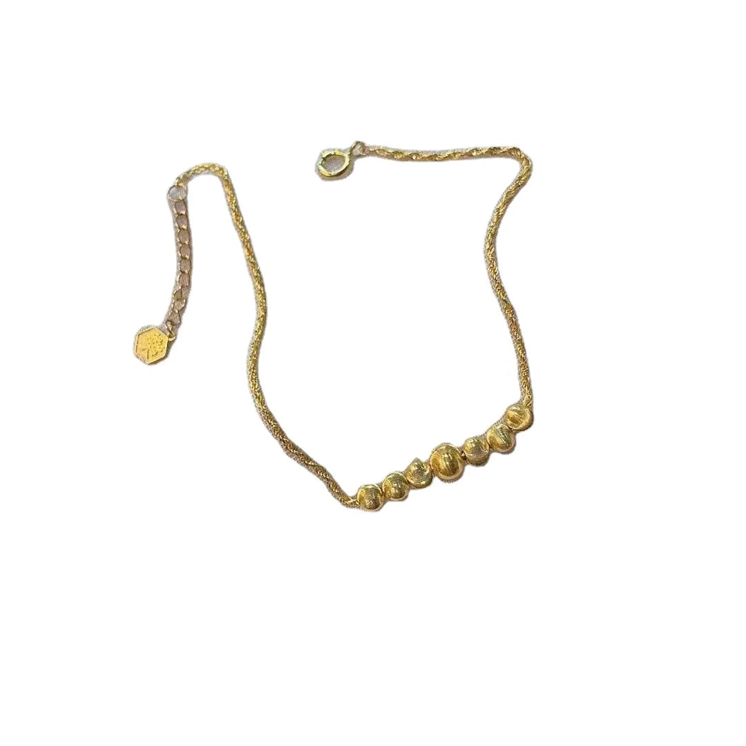 Certified 18K Gold Bracelet Cat Eye Beads Hemp Rope Bracelet Au750 Color Gold Adjustable Diy Bracelet Wholesale
