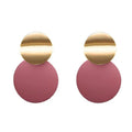 New Luxury Korean Style Dangle Drop Earrings Big Round Pink Statement Earrings for Women Cute Geometric Design Made Zinc Alloy