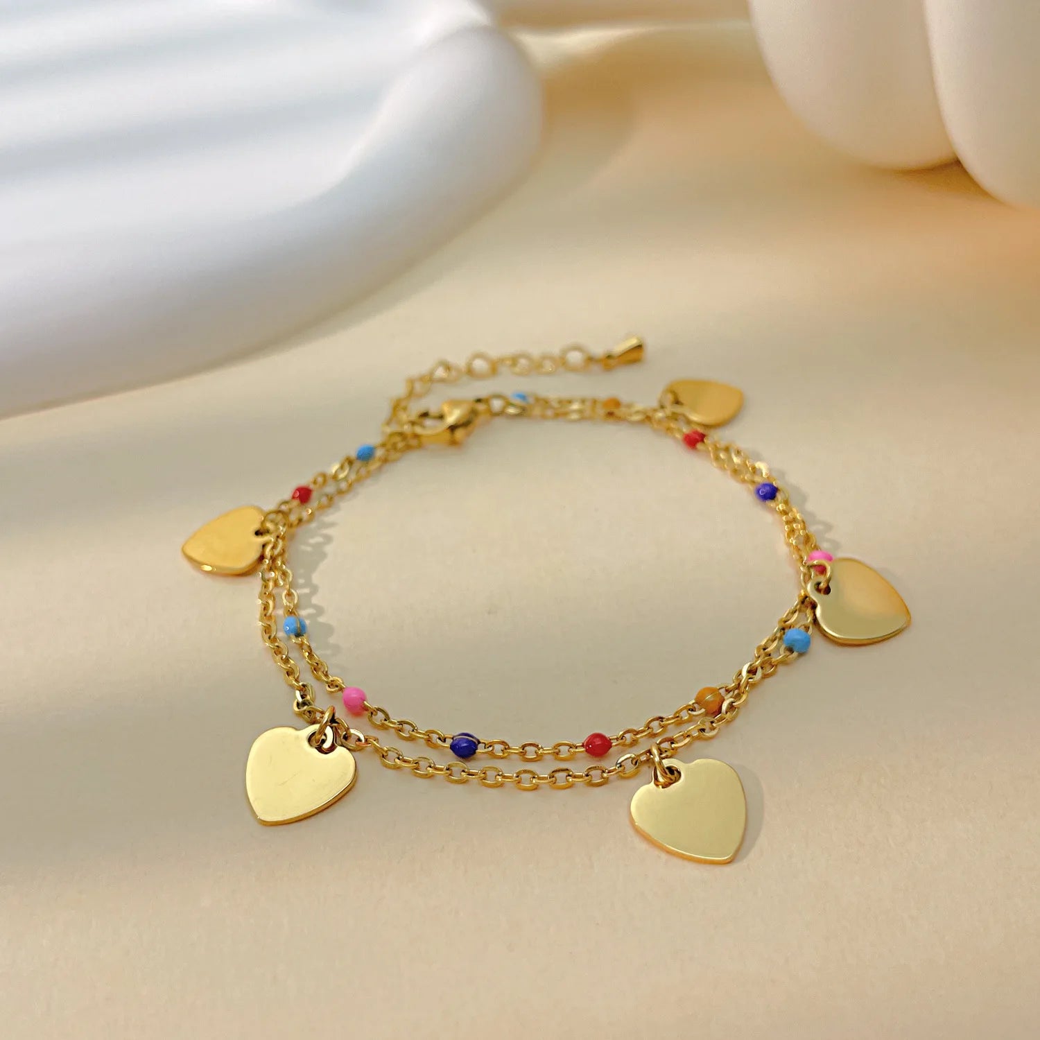 Cute Design High Quality Heart Charm Colored Enamel Stainless Steel Bracelet Personalized Chain Men Women 1382 1381