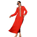 China Guangdong Manufactures Factory Directly Sale Orange Red Color Long Style Rhinestone Lace Decoration Hoodi Abaya for Women