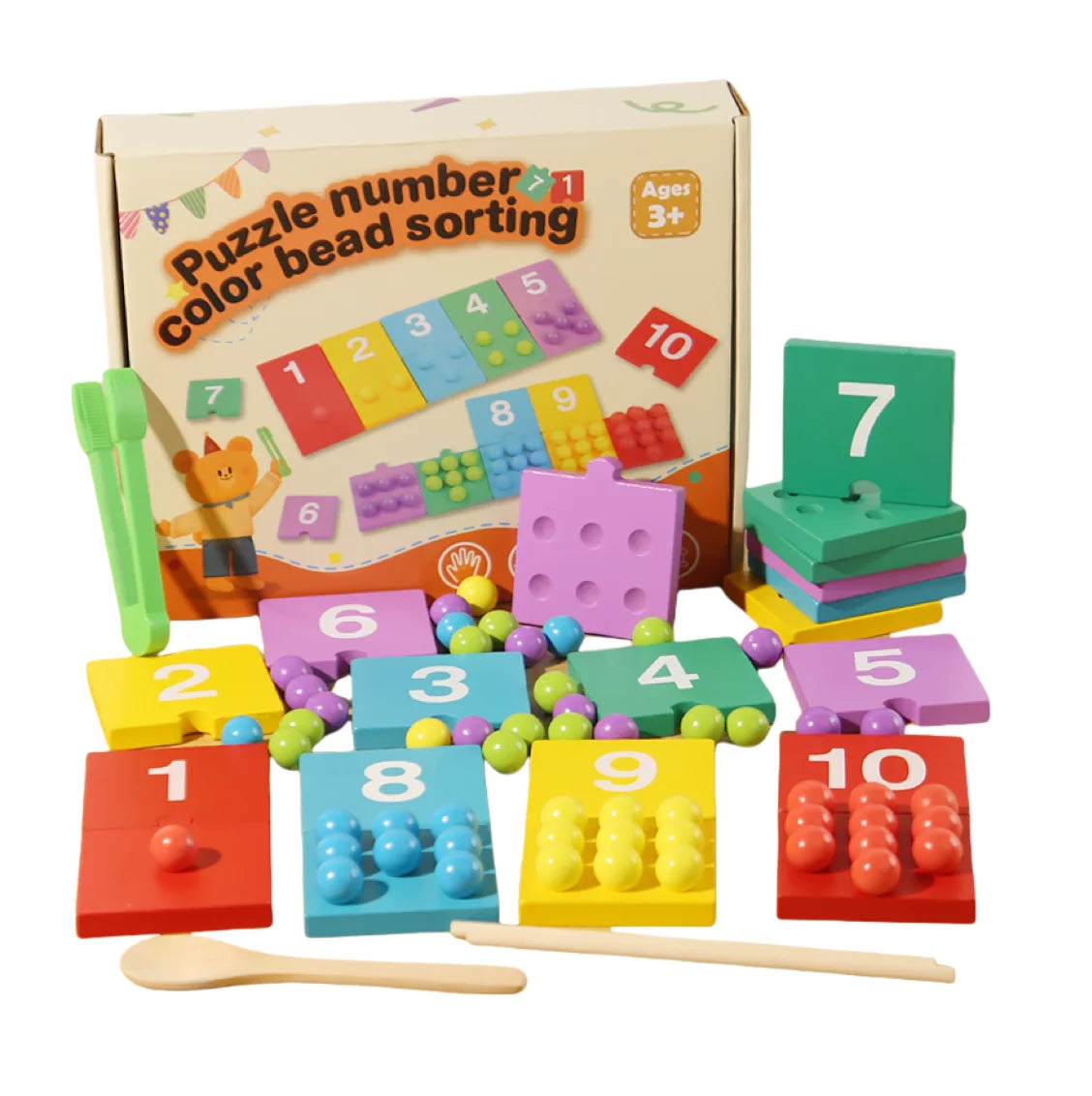 High Security Round Beads Game Color Number Matching Montessori Educational Toys Color Sorting Number Matching Game for Kids