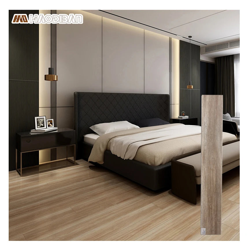 Waterproof Wood Grain Rigid Vinyl SPC Plastic Flooring LVT for Indoor Use Click Lock Installation Anti-Slip Feature for Hotels
