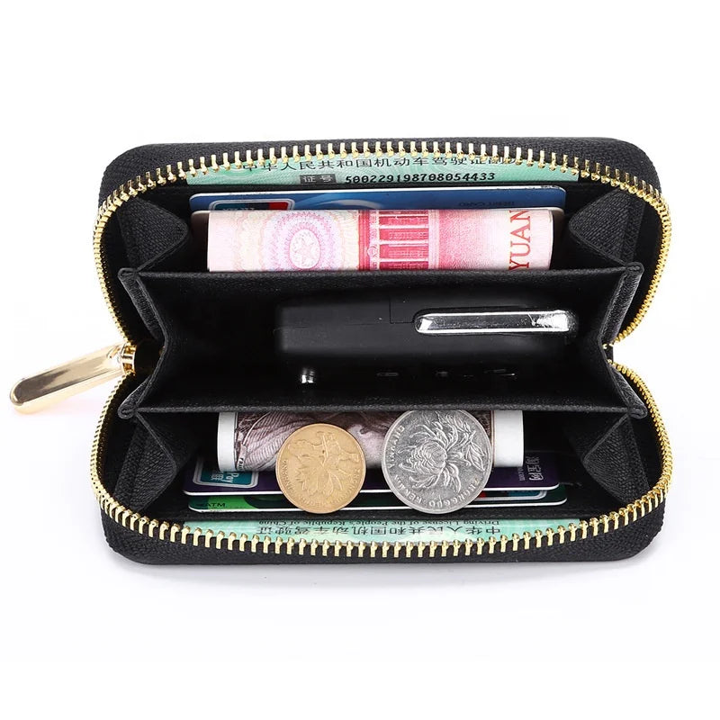 Japan Style ODM and Customize logo Saffinao PU Leather Women Small Wallet Key Chain Zip Card Holder Short Size Woman Wallet