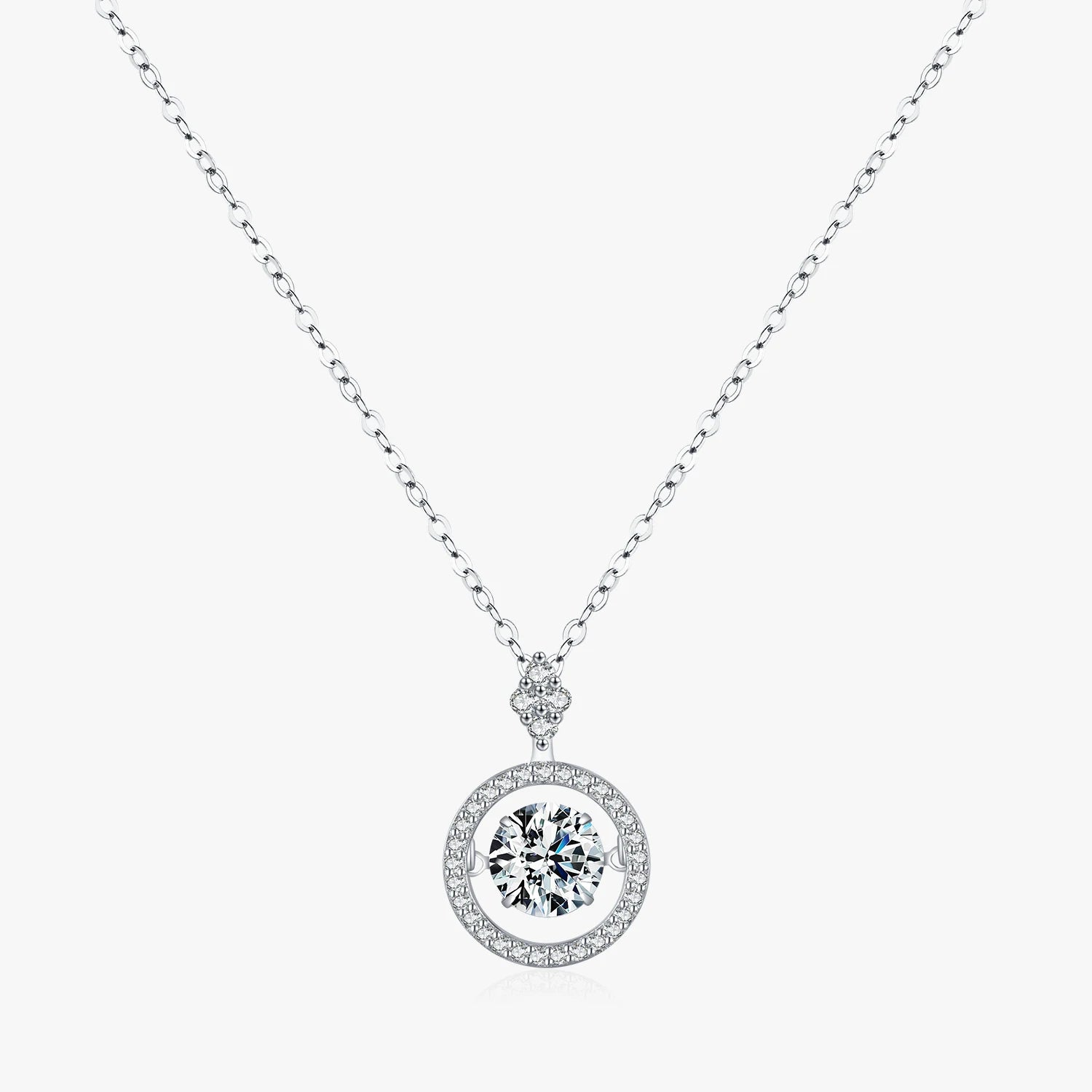 925 Sterling Silver Sparkling Luxury Pendant Necklace Link Chain Movable Zirconia Wedding Engagement Jewelry for Women