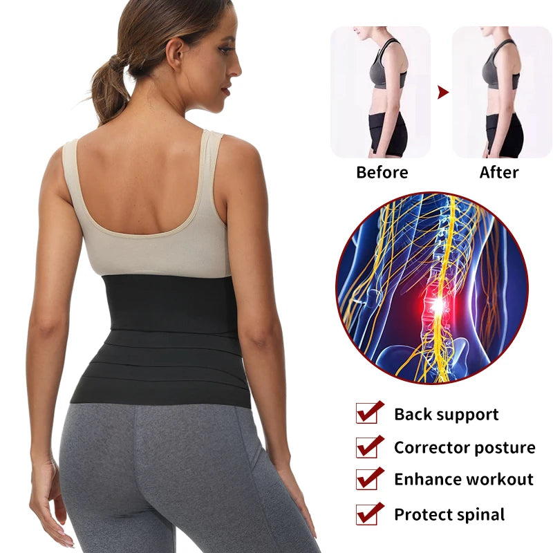 2025 Breathable Waist Trainer Wrap Body Shaper with Back Support Tummy Cincher Compression Band Shapewear BBL