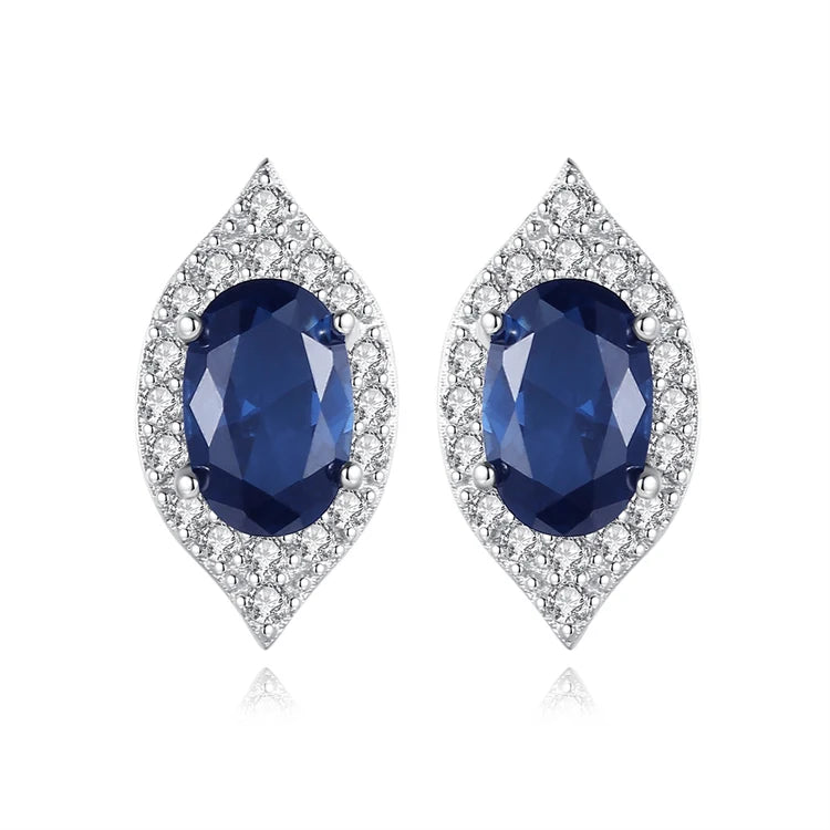 New Fine Jewelry 925 Sterling Silver Women Fashion Simple Gemstone Diamond Stud Earrings