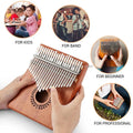 Kalimba Thumb Piano 21 Keys Mahogany Finger Mbira Kids Adults Instrument Bear Shaped Transparent (NATURAL) Finger Mbira