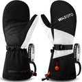 High Performance Velvet Lining Black and White Heated Mittens 7 Layers of Thermal Polyester Material for Winter Skiing