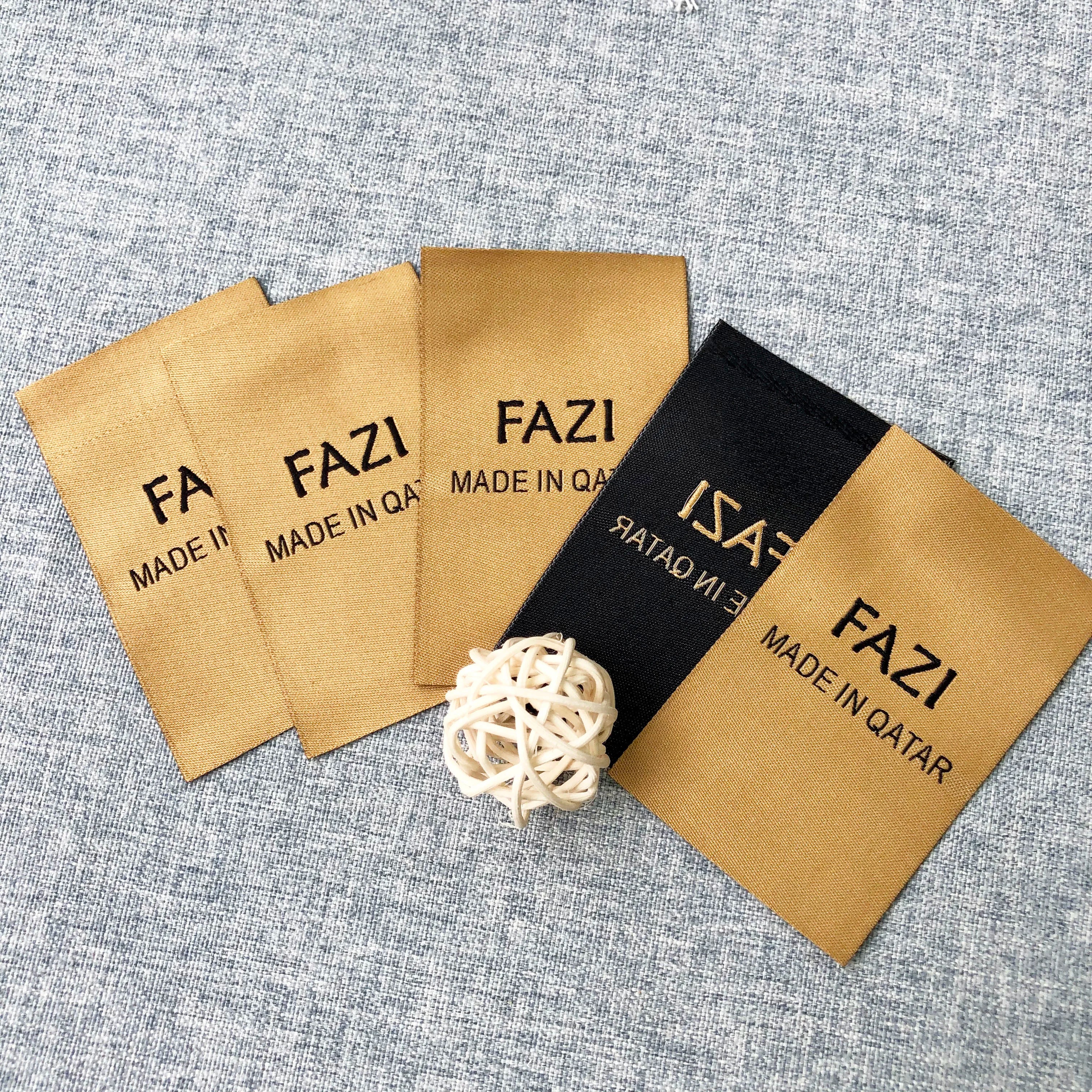 Organic Centerfold Texture Fold Woven Neck Label Tags Garment T-shirt Satin Clothing Neck Labels Heat Cut for Textile Packaging