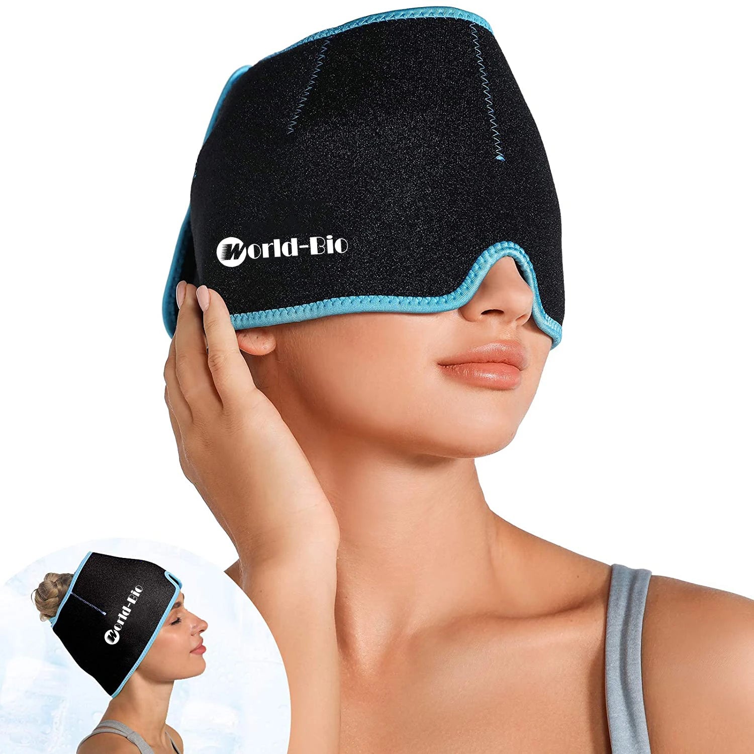 A Reusable Gel Cold Compress Cap Cold Compress Eye Mask Retractable Headdress Suitable for Hot and Cold Without Power Supply