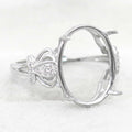 Sterling Silver 12*16mm Semi Mount Ring Empty Frame Blank Support Claws Setting S925 Base Holder Without Center Stone for Inlay