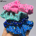 Wholesale Cheer Team Bling Rhinestone Custom Design Elastic Bands Mystique Gymnastics Hair Scrunchies in Teal Pink Royal Blue
