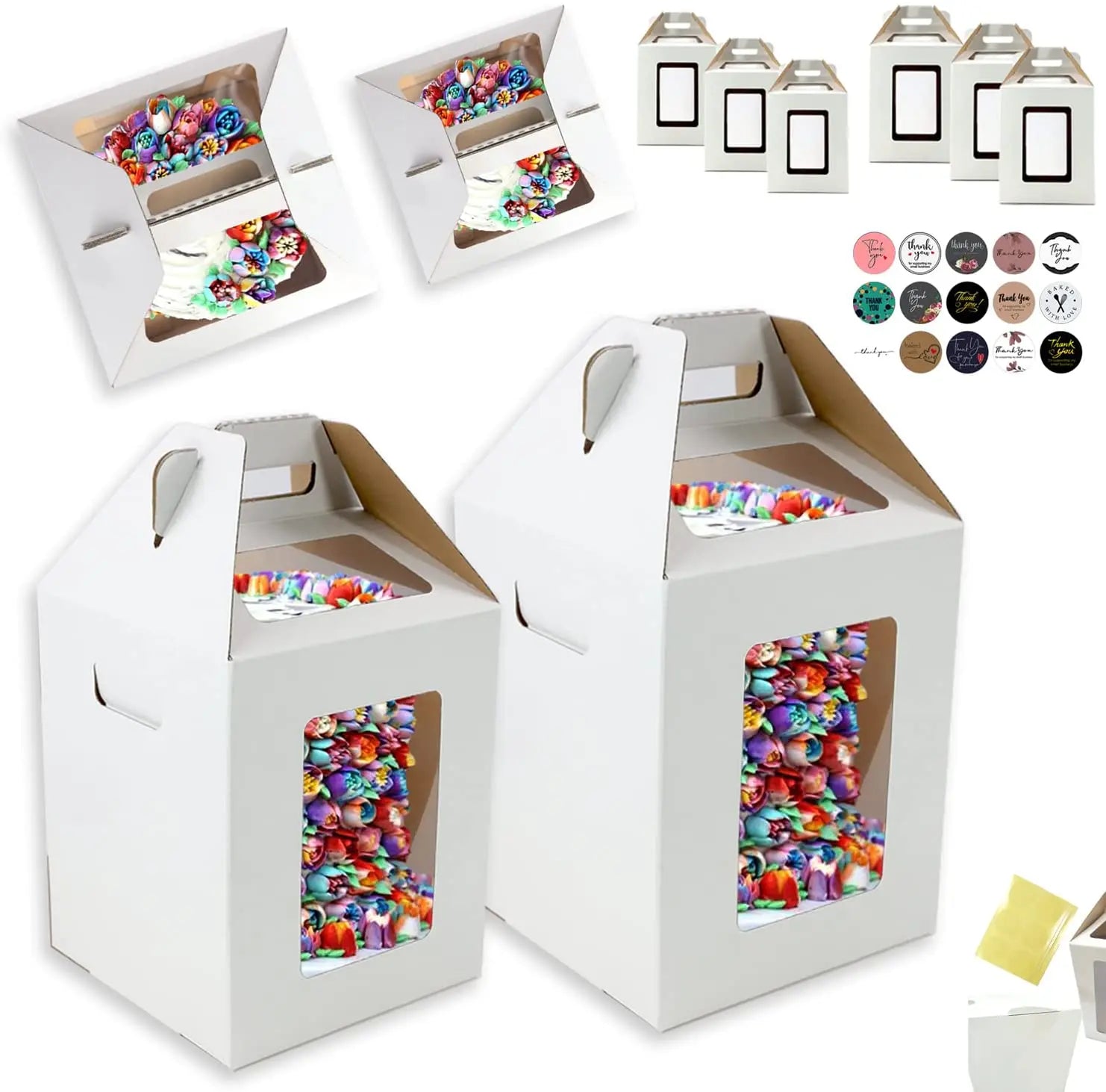 Large Cake Boxes 10 X 10 X 12 Tall Cake Boxes Cardboard 3 Tier Tall Cake Paper Box Packaging With Window 16 Inch